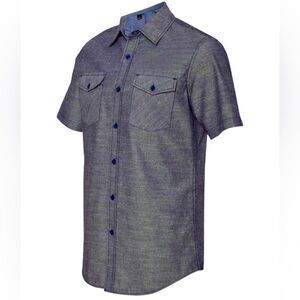 Burnside Chambray Short Sleeve Shirt in Dark Blue Men’s L